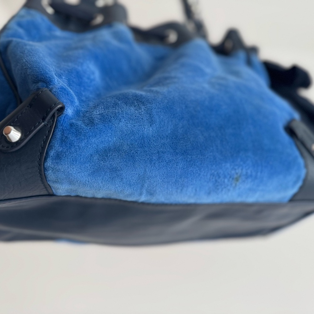 Juicy Couture Blue Suede Shoulder Tote with Heart Charm - Picture 3 of 3